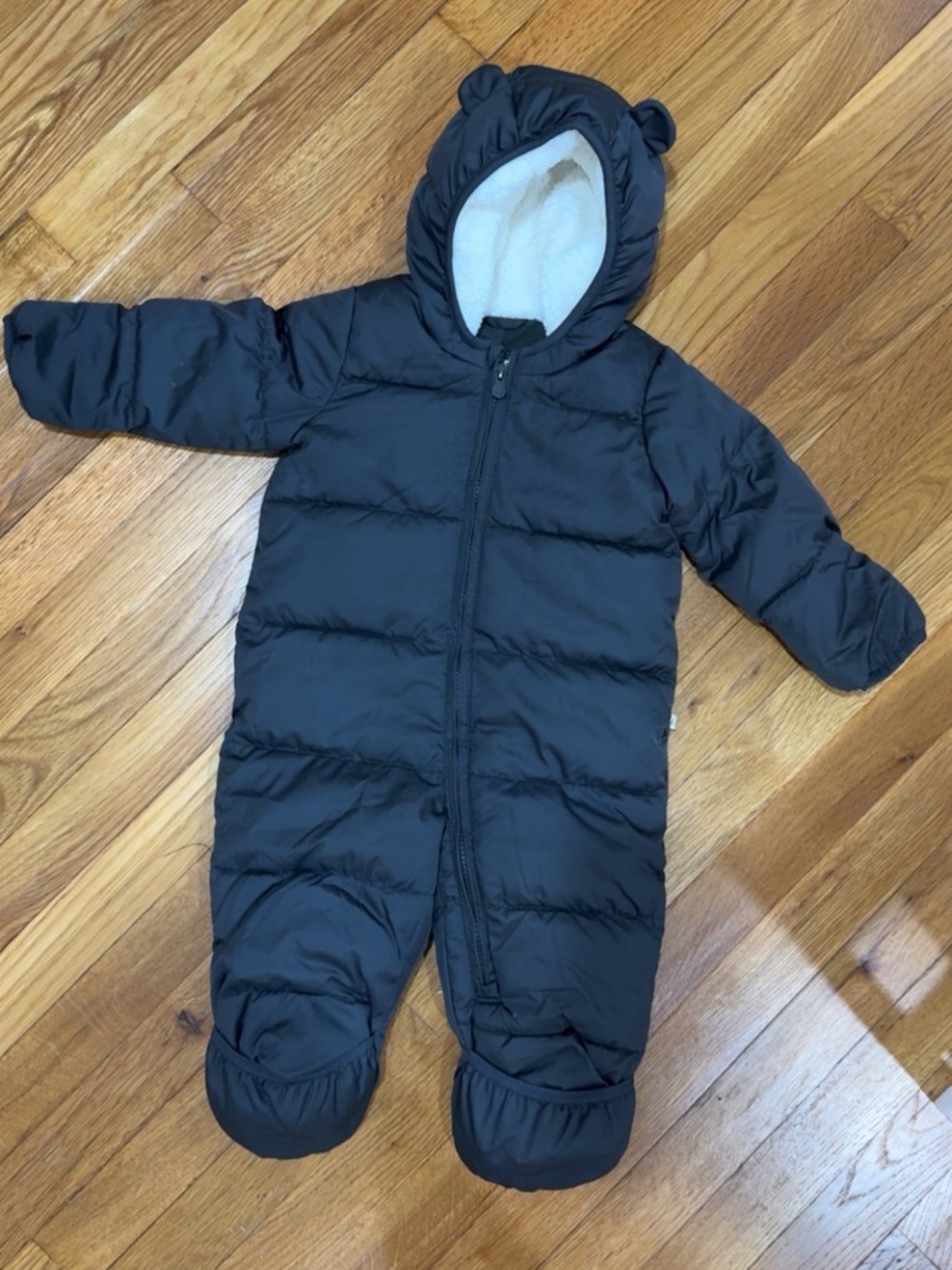 GAP Baby Sherpa-Lined Hooded Jacket in Cream and Gray